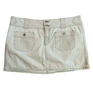 Y2K American Eagle Mini Skirt Womens Sz 14 Cotton Khaki Preppy Classic Uniform